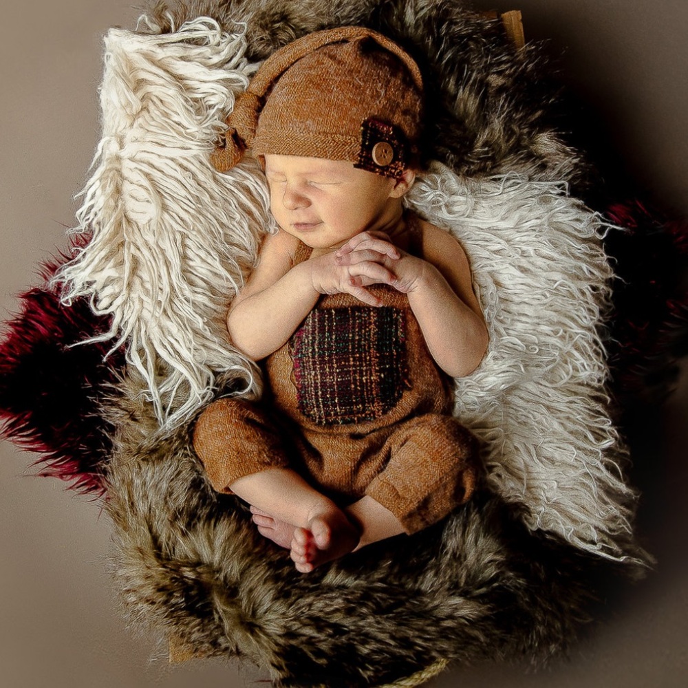 Newborn photo prop - Boy Overall and Hat set